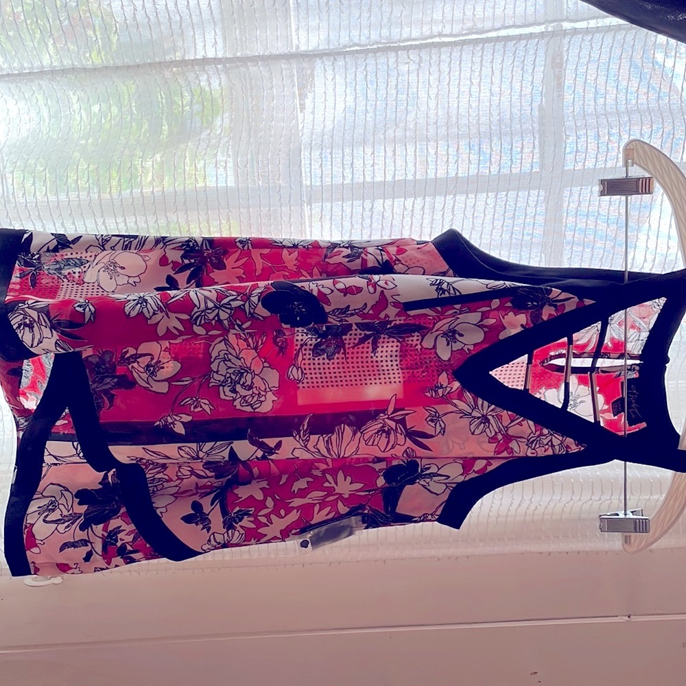 Thalia Sodi faux wrap sleeveless halter to with geometric floral print